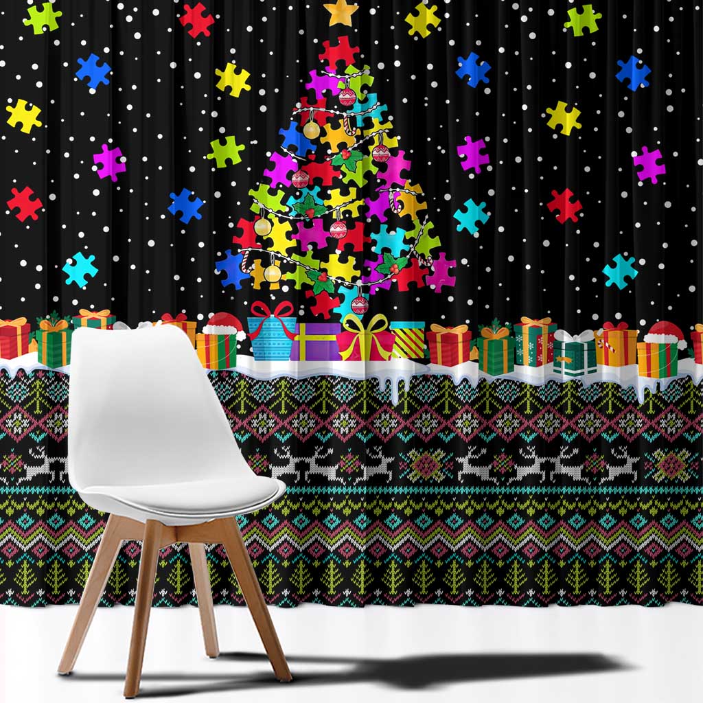 Autism Pine Christmas Window Curtain Xmas Holiday Patterns - Wonder Print Shop