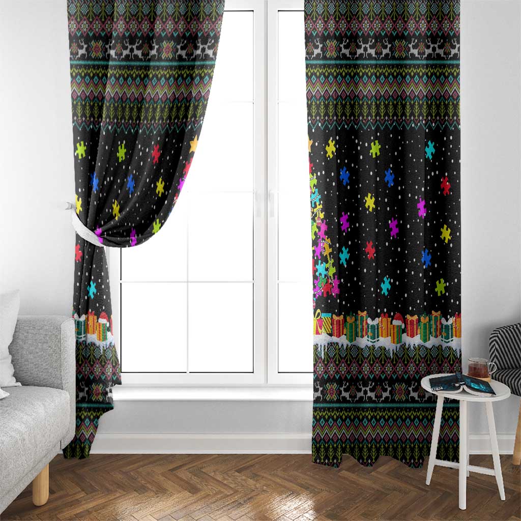 Autism Pine Christmas Window Curtain Xmas Holiday Patterns - Wonder Print Shop