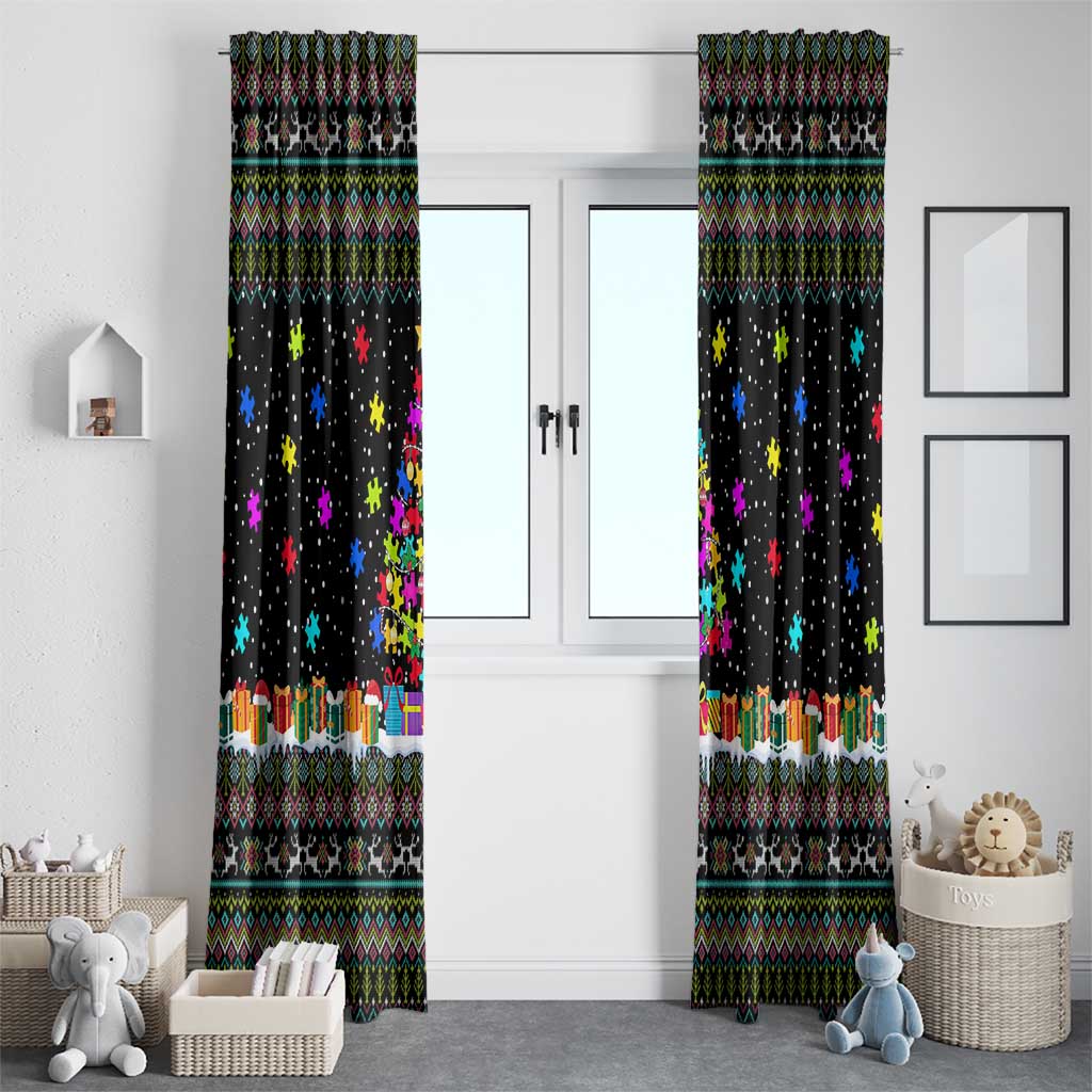 Autism Pine Christmas Window Curtain Xmas Holiday Patterns - Wonder Print Shop