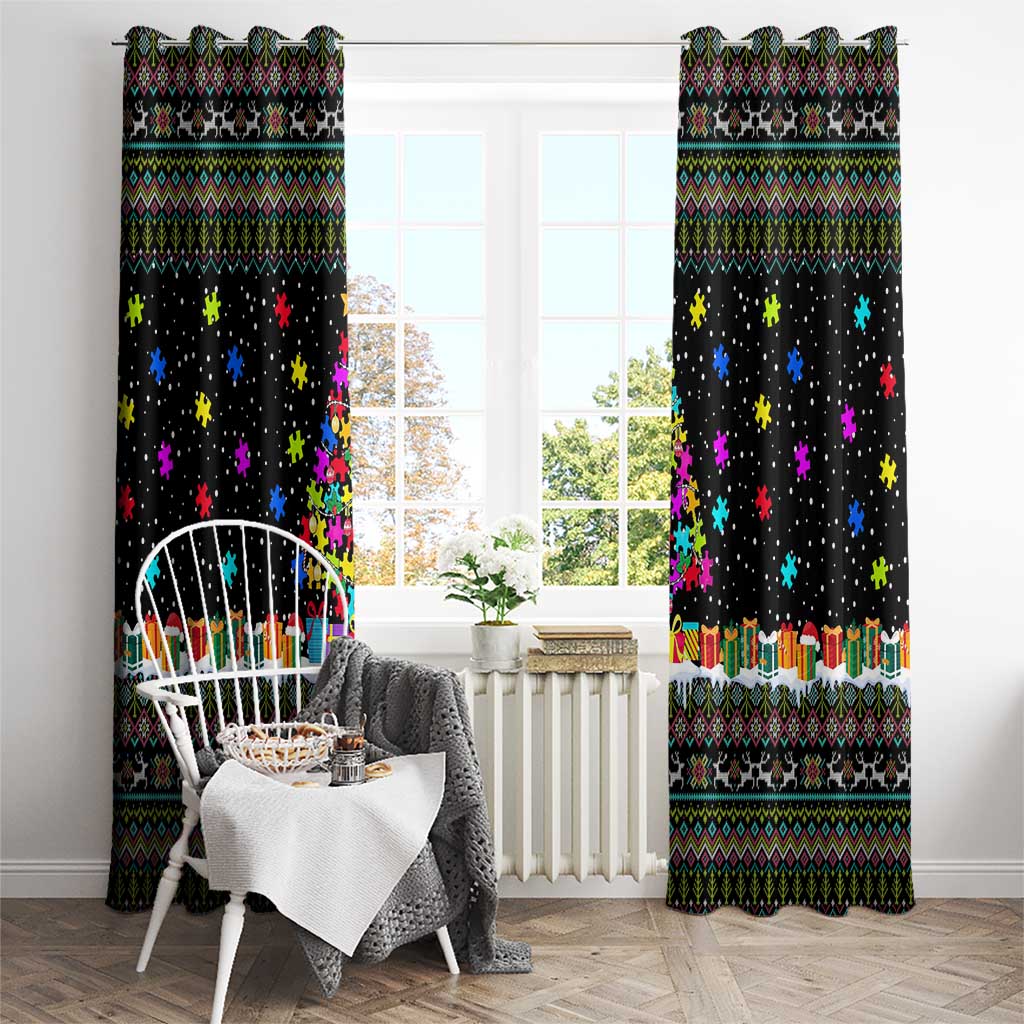 Autism Pine Christmas Window Curtain Xmas Holiday Patterns - Wonder Print Shop