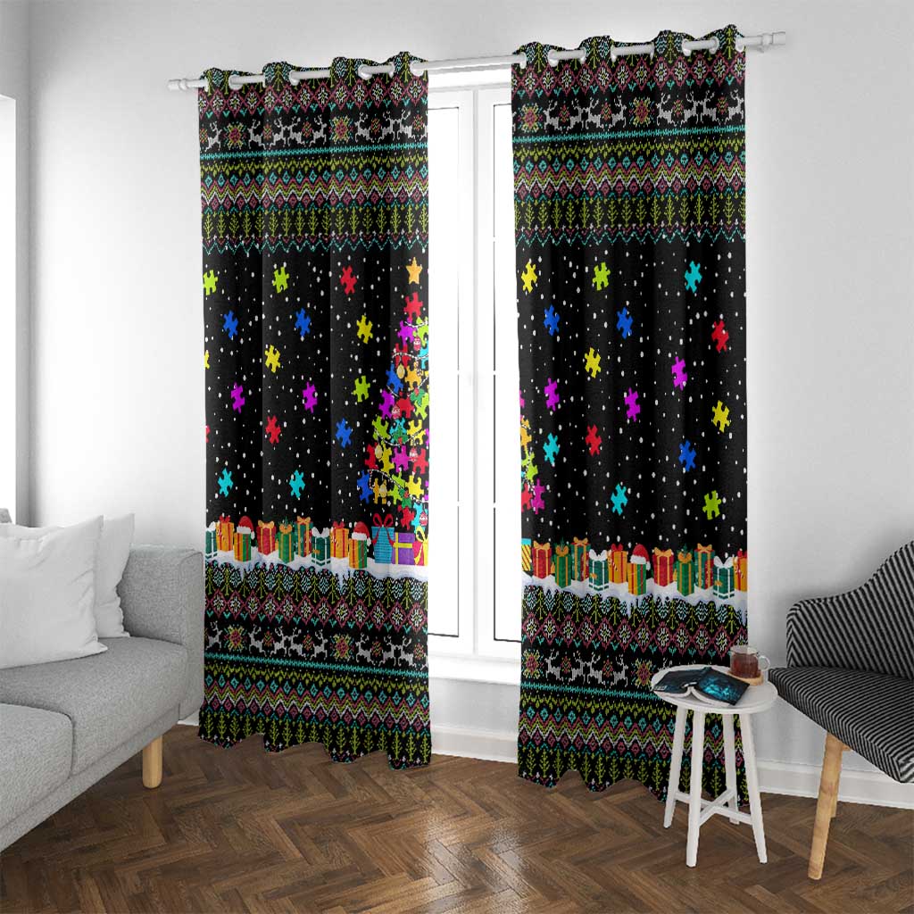 Autism Pine Christmas Window Curtain Xmas Holiday Patterns - Wonder Print Shop