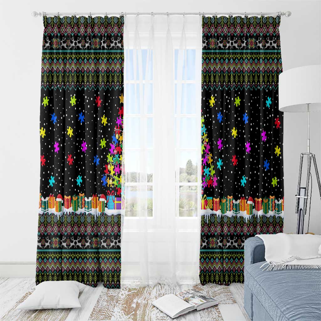 Autism Pine Christmas Window Curtain Xmas Holiday Patterns - Wonder Print Shop