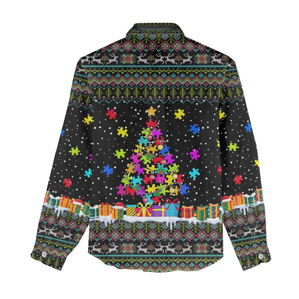 Autism Pine Christmas Women Casual Shirt Xmas Holiday Patterns - Wonder Print Shop