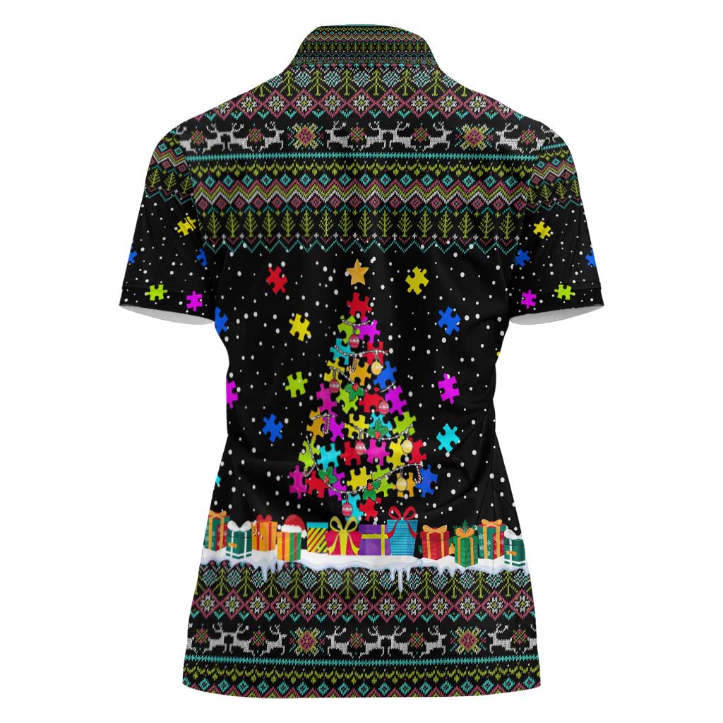 Autism Pine Christmas Women Polo Shirt Xmas Holiday Patterns - Wonder Print Shop