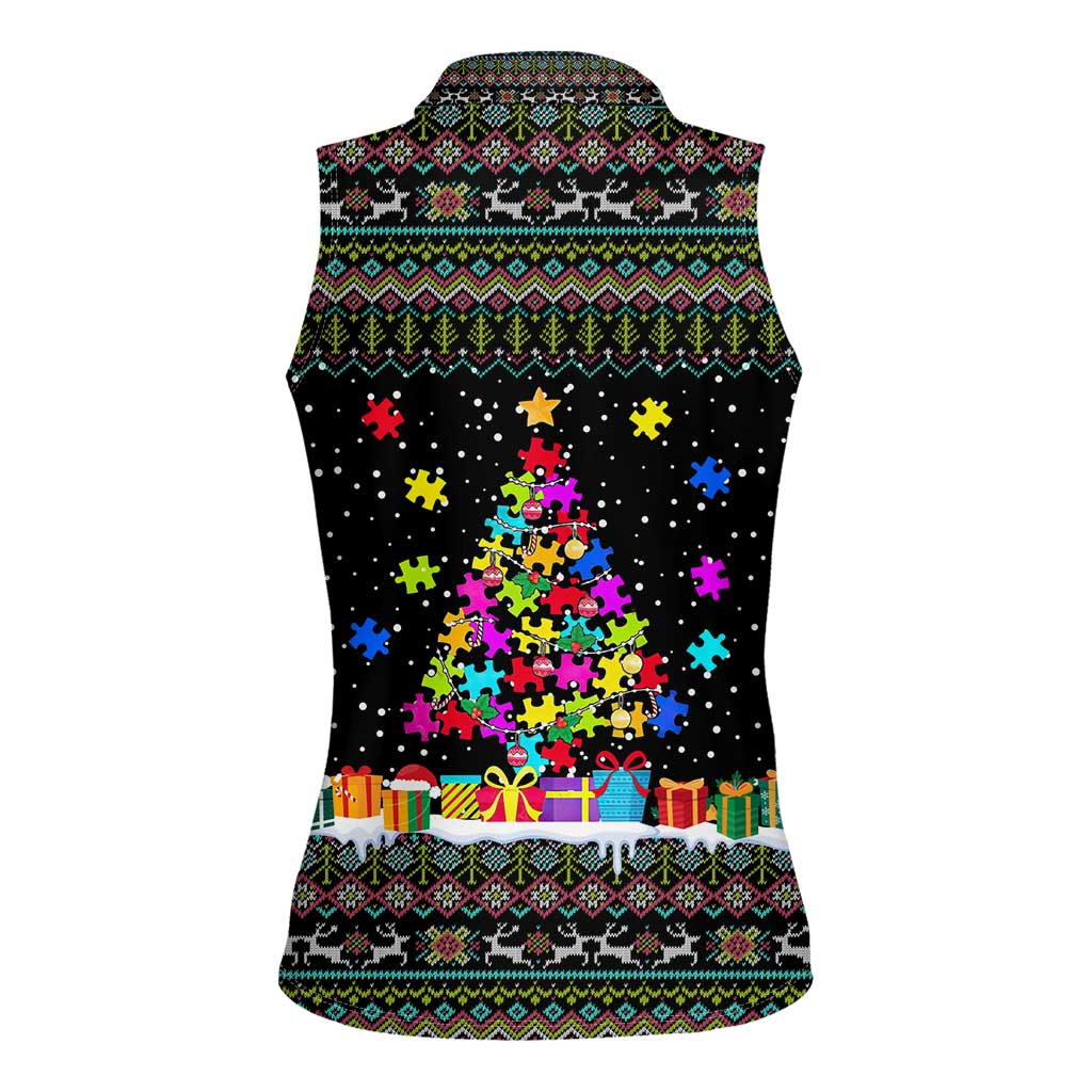 Autism Pine Christmas Women Sleeveless Polo Shirt Xmas Holiday Patterns - Wonder Print Shop