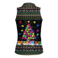 Autism Pine Christmas Women Sleeveless Polo Shirt Xmas Holiday Patterns - Wonder Print Shop