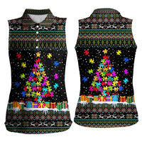 Autism Pine Christmas Women Sleeveless Polo Shirt Xmas Holiday Patterns - Wonder Print Shop
