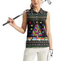 Autism Pine Christmas Women Sleeveless Polo Shirt Xmas Holiday Patterns - Wonder Print Shop