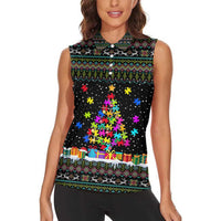 Autism Pine Christmas Women Sleeveless Polo Shirt Xmas Holiday Patterns - Wonder Print Shop