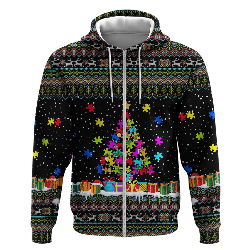 Autism Pine Christmas Zip Hoodie Xmas Holiday Patterns - Wonder Print Shop