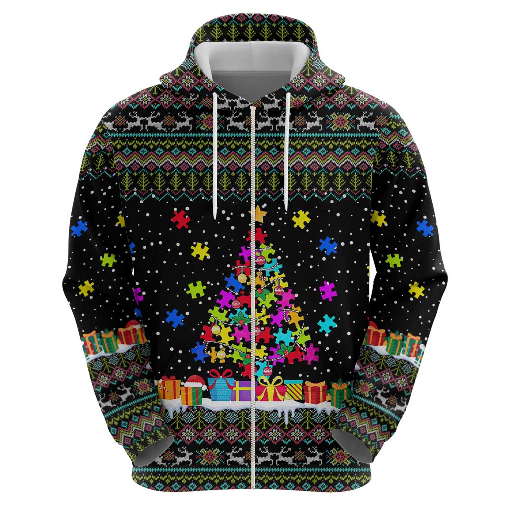 Autism Pine Christmas Zip Hoodie Xmas Holiday Patterns - Wonder Print Shop