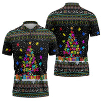 Autism Pine Christmas Zipper Polo Shirt Xmas Holiday Patterns - Wonder Print Shop