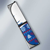 Kosovo Christmas Auto Sun Shade with Santa Wolf Snowflakes Blue Pattern and National Emblem - Wonder Print Shop