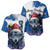 Kosovo Christmas Baseball Jersey with Santa Wolf Snowflakes Blue Pattern and National Emblem - Wonder Print Shop