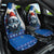 Kosovo Christmas Car Seat Cover with Santa Wolf Snowflakes Blue Pattern and National Emblem - Wonder Print Shop