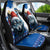 Kosovo Christmas Car Seat Cover with Santa Wolf Snowflakes Blue Pattern and National Emblem - Wonder Print Shop