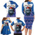 Kosovo Christmas Family Matching Long Sleeve Bodycon Dress and Hawaiian Shirt with Santa Wolf Snowflakes Blue Pattern and National Emblem - Wonder Print Shop