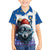 Kosovo Christmas Family Matching Long Sleeve Bodycon Dress and Hawaiian Shirt with Santa Wolf Snowflakes Blue Pattern and National Emblem - Wonder Print Shop