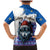 Kosovo Christmas Family Matching Mermaid Dress and Hawaiian Shirt with Santa Wolf Snowflakes Blue Pattern and National Emblem - Wonder Print Shop