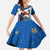 Kosovo Christmas Family Matching Mermaid Dress and Hawaiian Shirt with Santa Wolf Snowflakes Blue Pattern and National Emblem - Wonder Print Shop