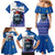 Kosovo Christmas Family Matching Mermaid Dress and Hawaiian Shirt with Santa Wolf Snowflakes Blue Pattern and National Emblem - Wonder Print Shop