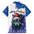 Kosovo Christmas Family Matching Mermaid Dress and Hawaiian Shirt with Santa Wolf Snowflakes Blue Pattern and National Emblem - Wonder Print Shop