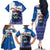 Kosovo Christmas Family Matching Off The Shoulder Long Sleeve Dress and Hawaiian Shirt with Santa Wolf Snowflakes Blue Pattern and National Emblem - Wonder Print Shop