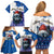 Kosovo Christmas Family Matching Off Shoulder Short Dress and Hawaiian Shirt with Santa Wolf Snowflakes Blue Pattern and National Emblem - Wonder Print Shop