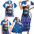 Kosovo Christmas Family Matching Short Sleeve Bodycon Dress and Hawaiian Shirt with Santa Wolf Snowflakes Blue Pattern and National Emblem - Wonder Print Shop