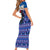 Kosovo Christmas Family Matching Short Sleeve Bodycon Dress and Hawaiian Shirt with Santa Wolf Snowflakes Blue Pattern and National Emblem - Wonder Print Shop