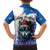 Kosovo Christmas Family Matching Summer Maxi Dress and Hawaiian Shirt with Santa Wolf Snowflakes Blue Pattern and National Emblem - Wonder Print Shop