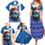 Kosovo Christmas Family Matching Summer Maxi Dress and Hawaiian Shirt with Santa Wolf Snowflakes Blue Pattern and National Emblem - Wonder Print Shop