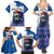Kosovo Christmas Family Matching Summer Maxi Dress and Hawaiian Shirt with Santa Wolf Snowflakes Blue Pattern and National Emblem - Wonder Print Shop