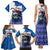 Kosovo Christmas Family Matching Tank Maxi Dress and Hawaiian Shirt with Santa Wolf Snowflakes Blue Pattern and National Emblem - Wonder Print Shop