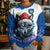 Kosovo Christmas Kid Ugly Christmas Sweater with Santa Wolf Snowflakes Blue Pattern and National Emblem - Wonder Print Shop