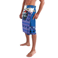 Kosovo Christmas Lavalava with Santa Wolf Snowflakes Blue Pattern and National Emblem - Wonder Print Shop