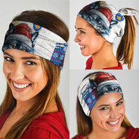 Kosovo Christmas Neck Gaiter with Santa Wolf Snowflakes Blue Pattern and National Emblem - Wonder Print Shop