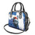Kosovo Christmas Shoulder Handbag with Santa Wolf Snowflakes Blue Pattern and National Emblem - Wonder Print Shop