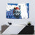 Kosovo Christmas Tapestry with Santa Wolf Snowflakes Blue Pattern and National Emblem - Wonder Print Shop