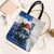 Kosovo Christmas Tote Bag with Santa Wolf Snowflakes Blue Pattern and National Emblem - Wonder Print Shop