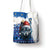 Kosovo Christmas Tote Bag with Santa Wolf Snowflakes Blue Pattern and National Emblem - Wonder Print Shop