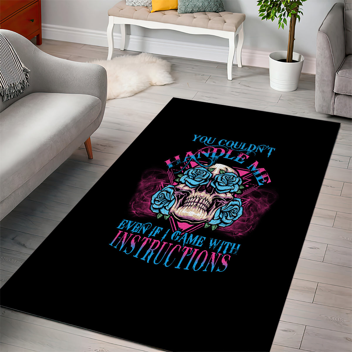You Couldn't Handle Me Triangle Skull Area Rug - Wonder Print Shop