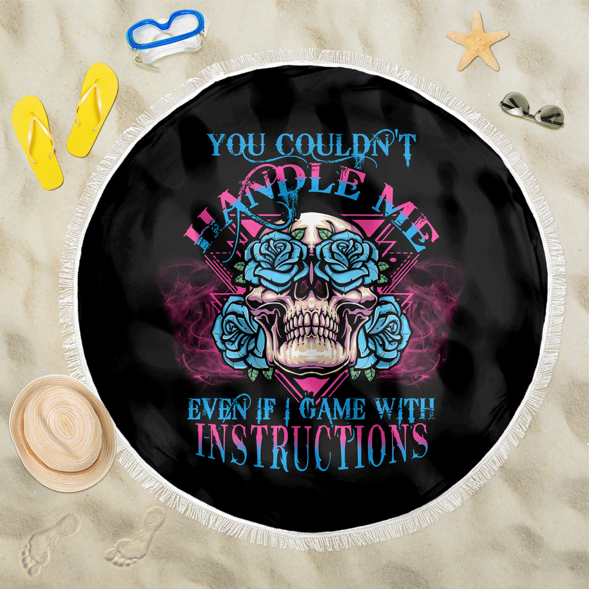 You Couldn't Handle Me Triangle Skull Beach Blanket - Wonder Print Shop