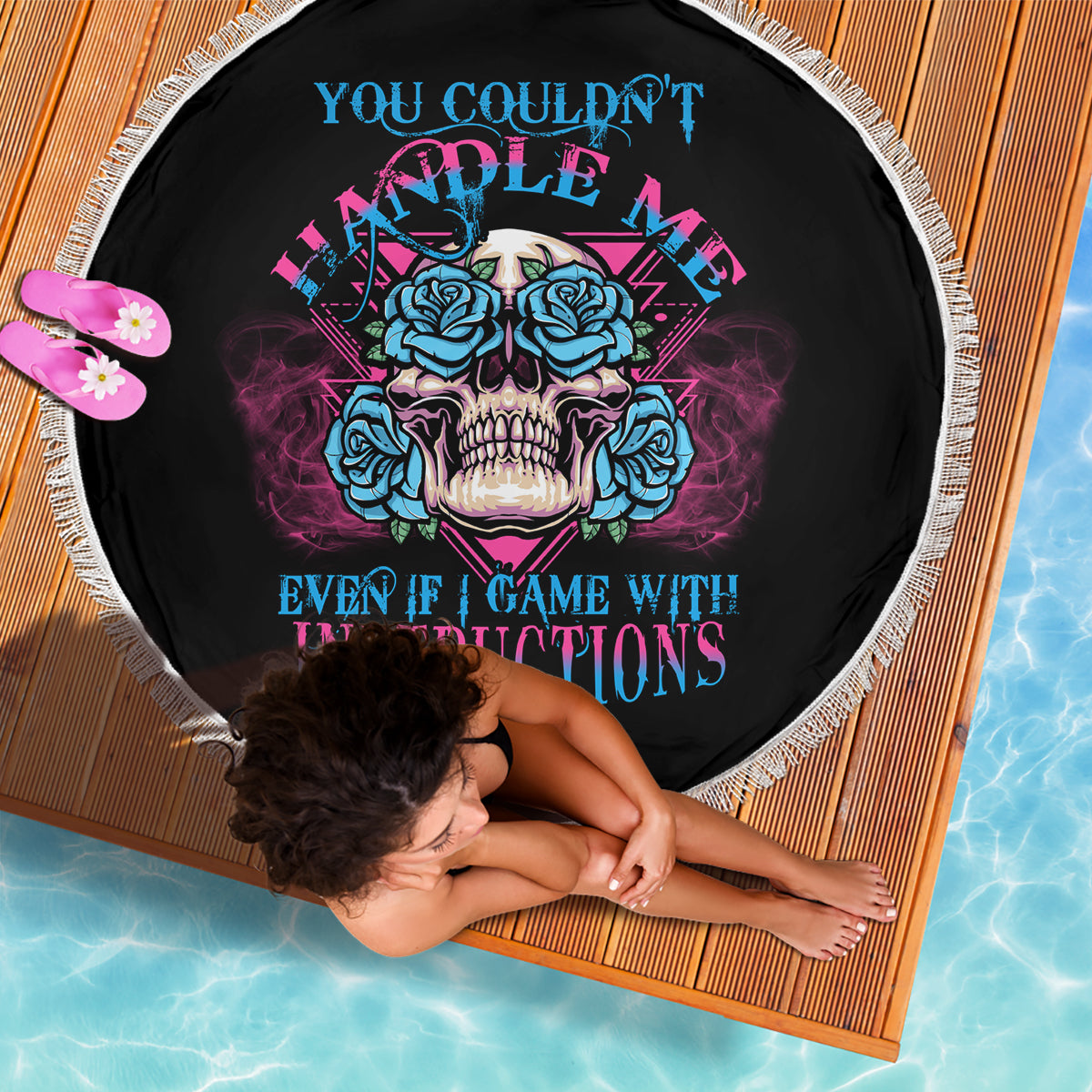 You Couldn't Handle Me Triangle Skull Beach Blanket - Wonder Print Shop