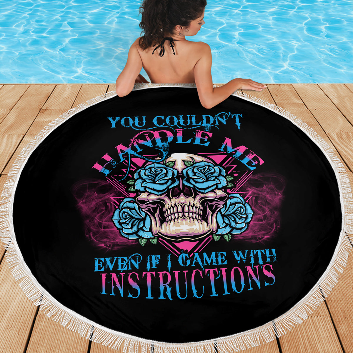 You Couldn't Handle Me Triangle Skull Beach Blanket - Wonder Print Shop