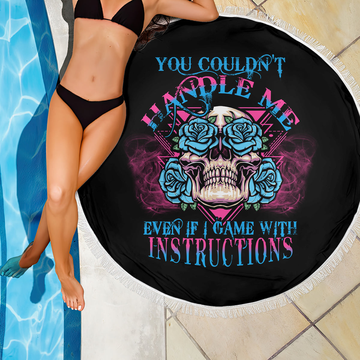You Couldn't Handle Me Triangle Skull Beach Blanket - Wonder Print Shop