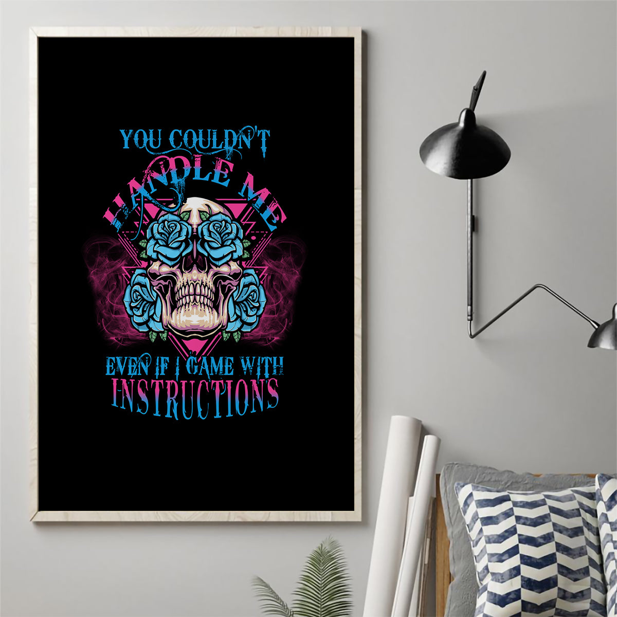 You Couldn't Handle Me Triangle Skull Canvas Wall Art - Wonder Print Shop