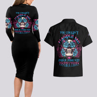 You Couldn't Handle Me Triangle Skull Couples Matching Long Sleeve Bodycon Dress and Hawaiian Shirt - Wonder Print Shop
