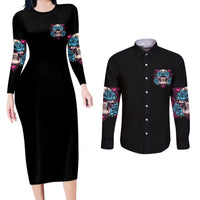 You Couldn't Handle Me Triangle Skull Couples Matching Long Sleeve Bodycon Dress and Long Sleeve Button Shirt - Wonder Print Shop