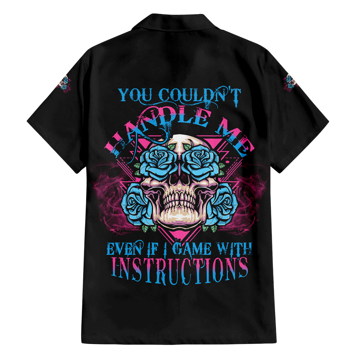 You Couldn't Handle Me Triangle Skull Family Matching Off Shoulder Short Dress and Hawaiian Shirt - Wonder Print Shop